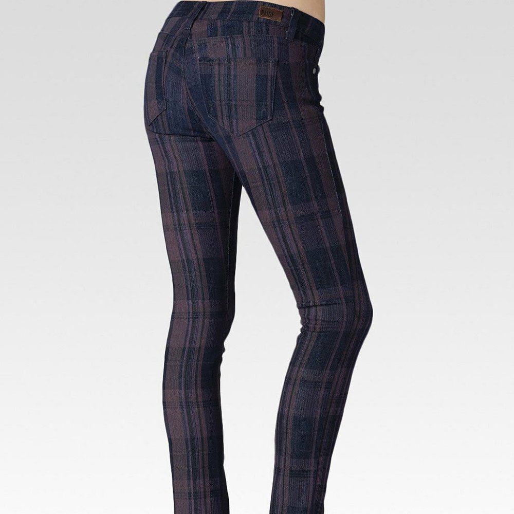 New Paige plaid skinny ankle jeans